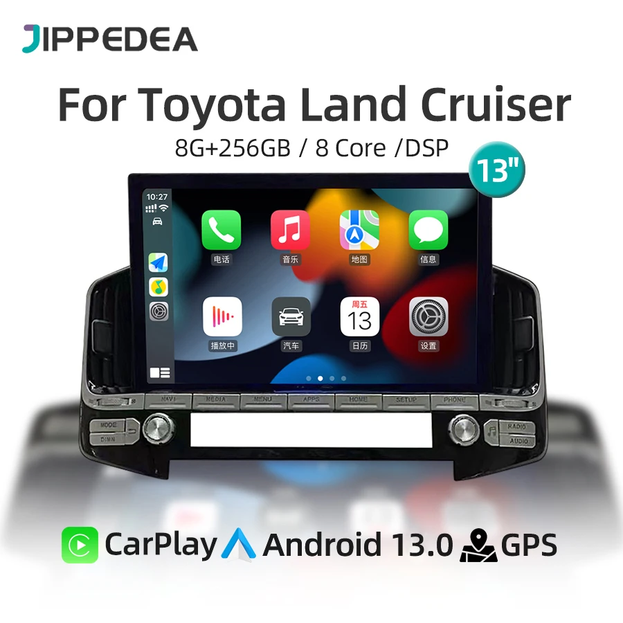 

Автомобильный радиоприемник 13 дюймов Android 13 для Toyota Land Cruiser 200 LC200 2016-2020 CarPlay GPS Навигация стерео Мультимедийный Плеер 4G WiFi