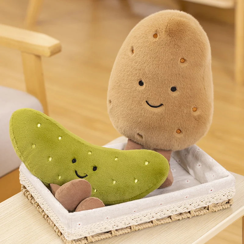 Kawaii Potato Plush Toys for Kids, bonecas fofas de pepino azedo, Plushie Stuffed Vegetable Toys, presentes de aniversário do bebê, decoração, 10cm