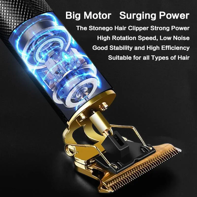 Cordless T-Blade Hair Clipper Set, 10W Power, Steel Cutting Blade, USB Rechargeable, Four Guide Combs, Non-Slip Metal Body, for Hair Cutting, Beard Edging, Lineups and Dry Grooming, Lithium battery, steel blade, USB charging - view 5
