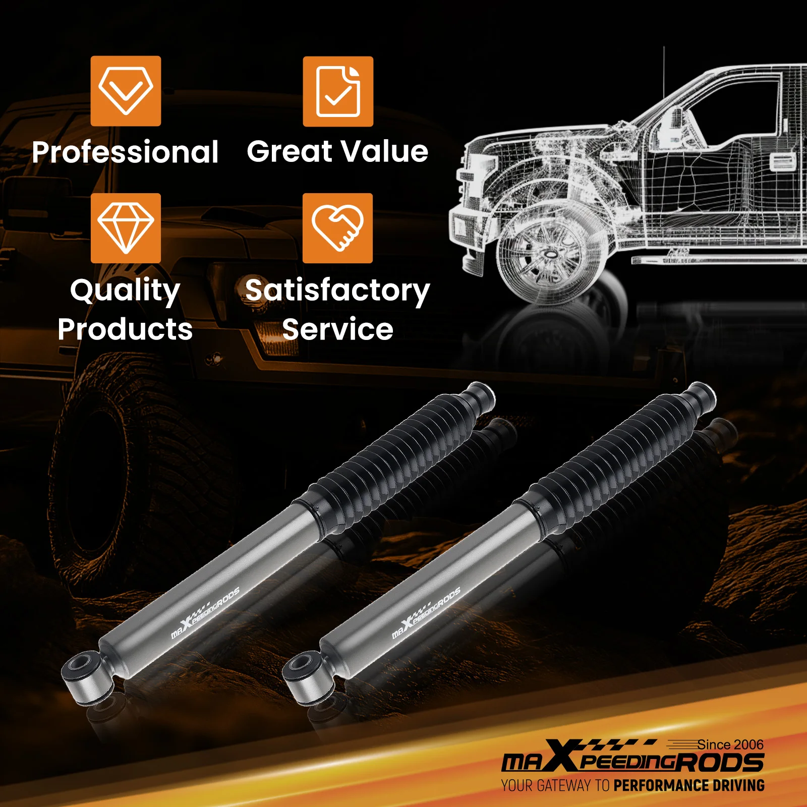 Amortiguadores traseros para Toyota 4Runner 03-22 FJ Cruiser 07-14 ajuste elevación de 0-3"