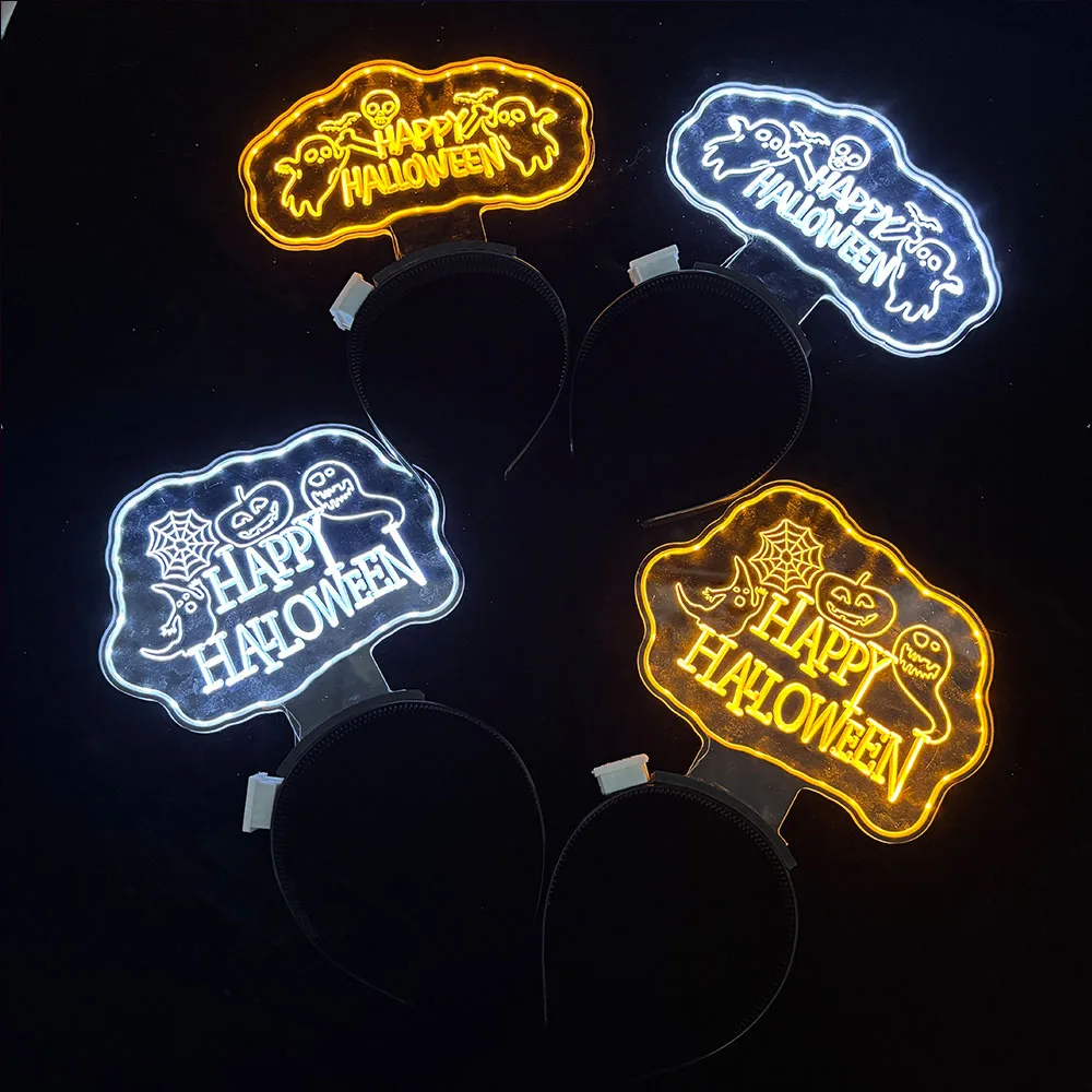 Halloween Light Up Headband Halloween Club Masquerade Cosplay Costume Accessories Pumpkin Skull Spider LED Headband Blinking view 3