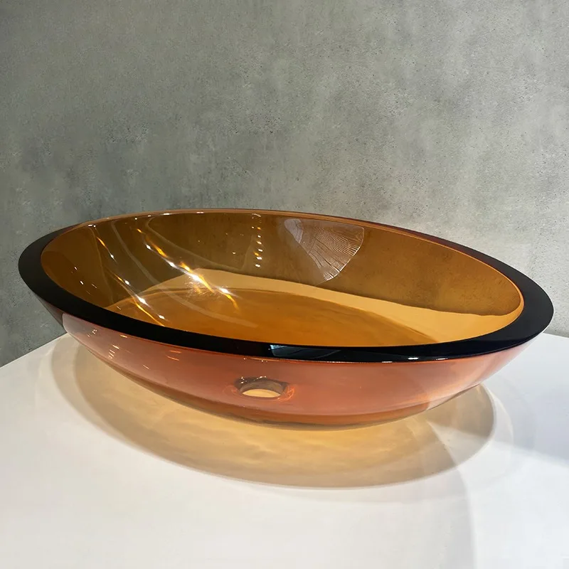 Color transparent resin countertop Small size balcony basin Household round square wash basin
