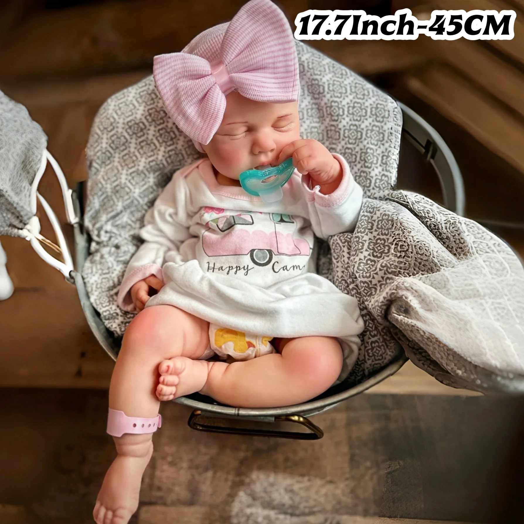 Closed Eyes 45CM Silicone Doll Already Painted New Design Can Open Mouth reborn de silicona doll As Gift For Daughters' Birthday