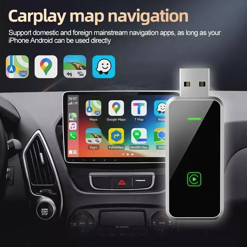 Estilo do carro sem fio carplay adaptador auto sem fio inteligente dongle 2in1 acessório do carro para iphone android telefone para hyundai acento
