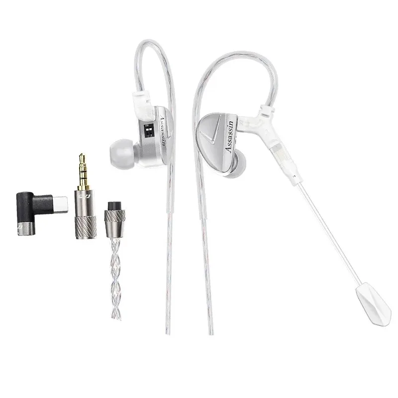 

CVJ Assassin Silver in Ear Earphones 1BA+1DD+1Vibrate Game Mode HIFI Microphone Hybrid Tuning Switch Wired Earbuds IEM Headphone