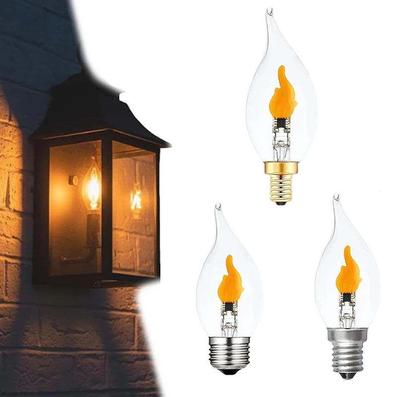 

Flickering Flame Light Bulbs E12/E14/E27 LED Flickering Flame Decoration Light Bulbs Realistic Fire Effect Candelabra Base