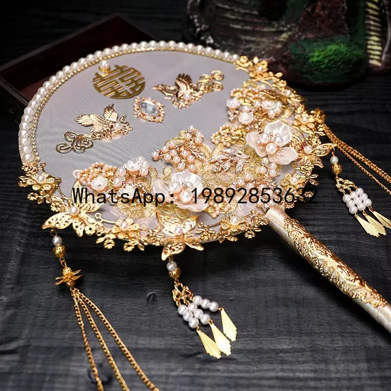 FS group fan antique, bride Xiuhe wedding ceremony Chinese Xiuhe clothes fan Chinese DIY