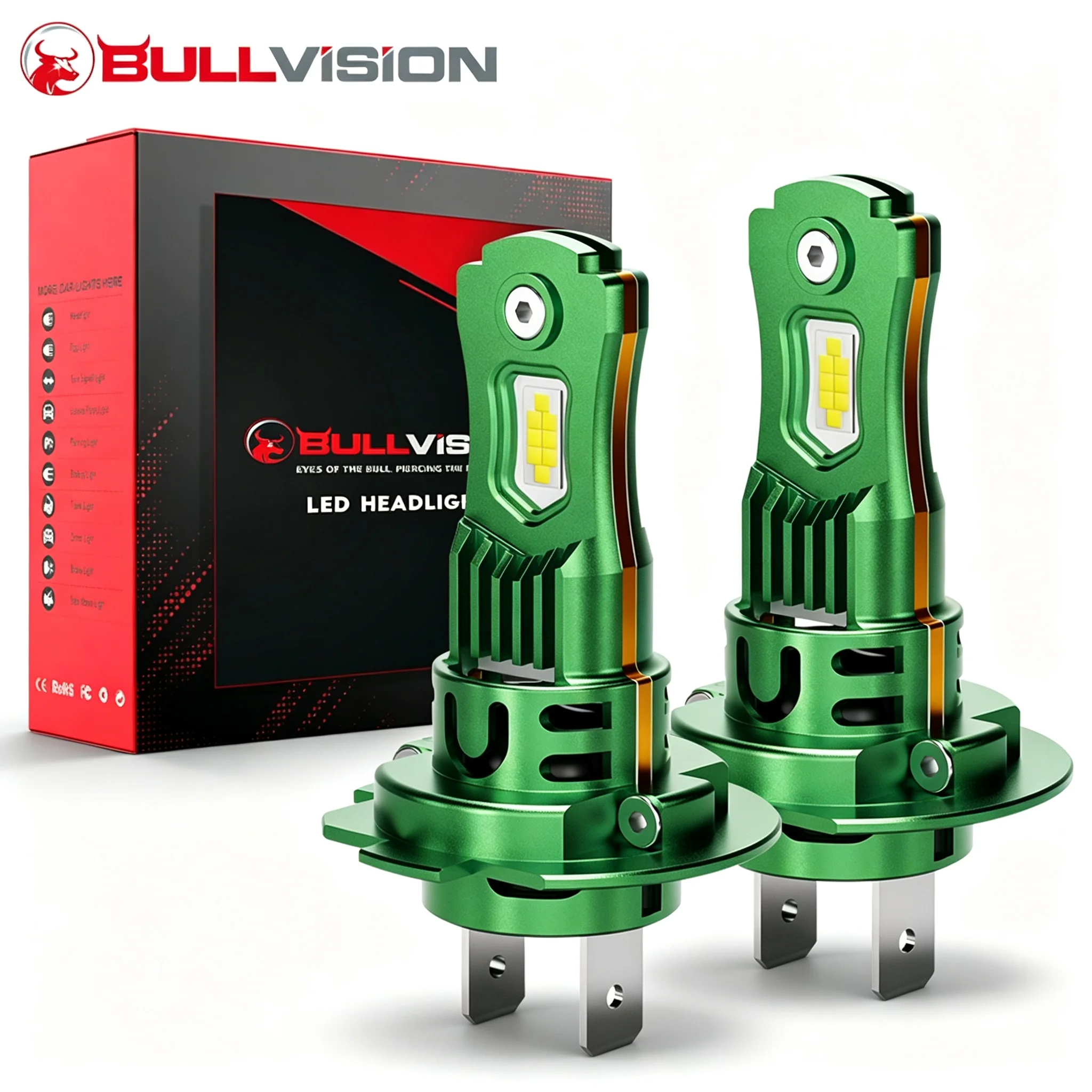 Bullvision H4 H8 H9 H7 H11 H1 9005 HB3 9006 HB4 7535 CSP 12V 2PCS CANBUS Lights STG Hi/Lo Beam Headlight PTF Ice Bulb Auto Fog