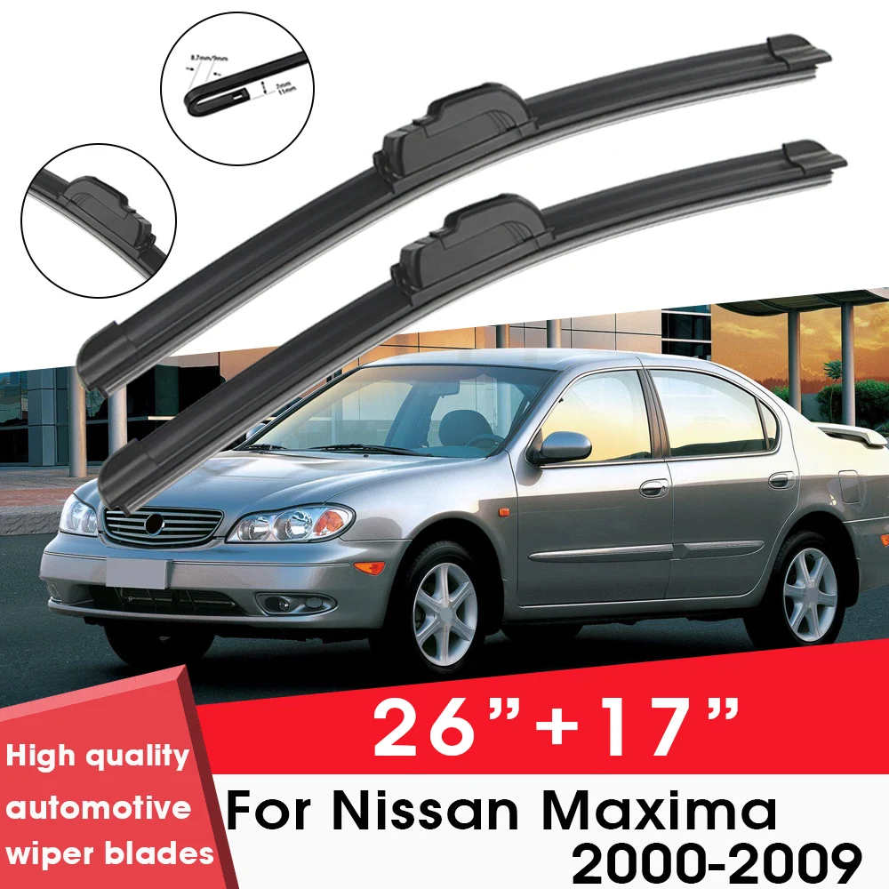 

Car Wiper Blade Blades For Nissan Maxima 2000-2009 26"+17" Windshield Windscreen Clean Rubber Silicon Cars Wipers Accessories