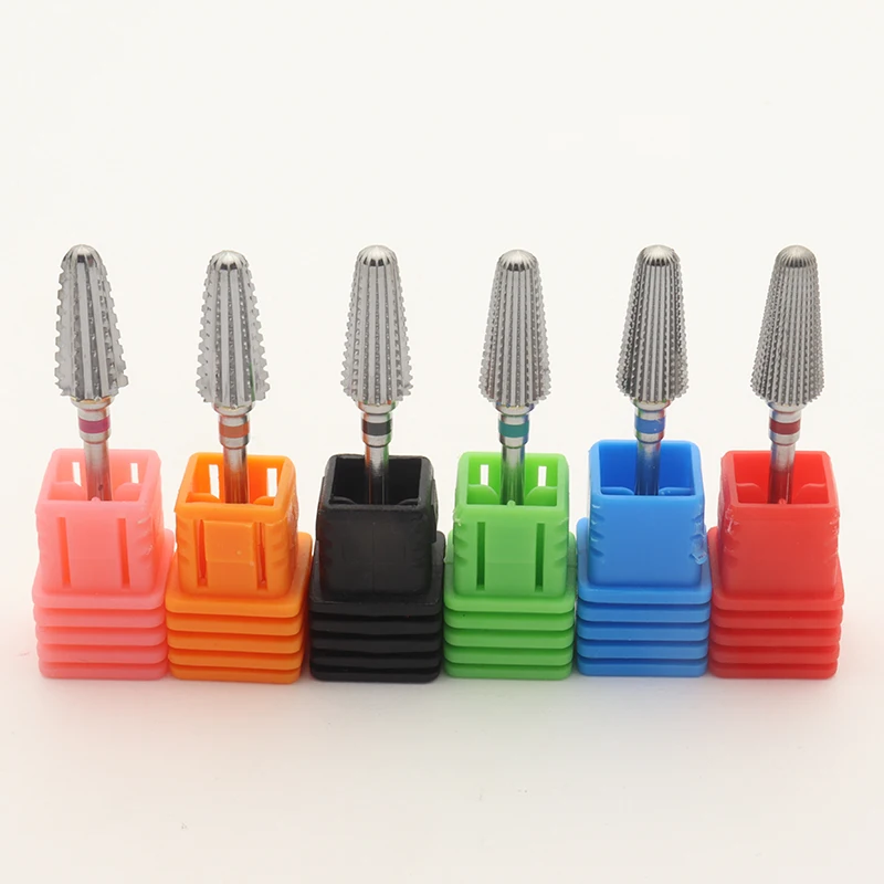 Neu! 5-in-1 konische Sicherheits-Hartmetall-Nagelbohrer mit geschnittenen Bohrern, Hartmetall-Fräser, Maniküre, zum Entfernen von Gelnägeln, Zubehör – Detail 5
