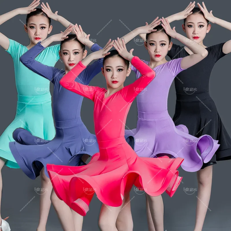 

Children's Fashion Latin Dance Costume Competition Clothing Girl Performance Clothing Two Piece Set