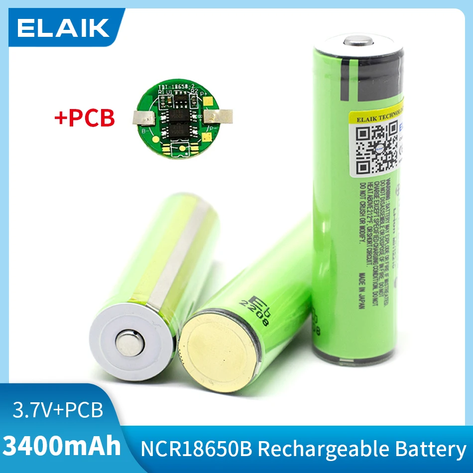 2-20PCS ELAIK Schützen Original 18650 NCR18650B 3400mAh Wiederaufladbare Li-lon batterie mit PCB 3,7 V batterien