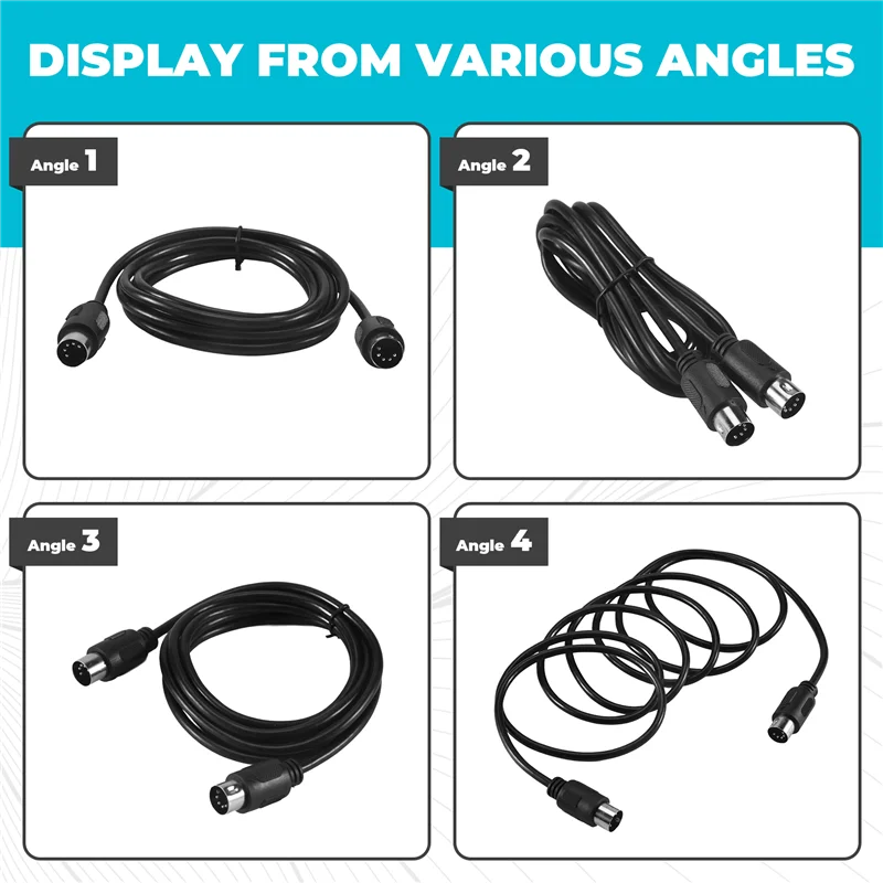 New--2-Pack 5-Pin DIN MIDI Cable, 3-Feet Male To Male 5-Pin MIDI Cable For MIDI Keyboard,Keyboard Synth,Rack Synth,Rack Synth