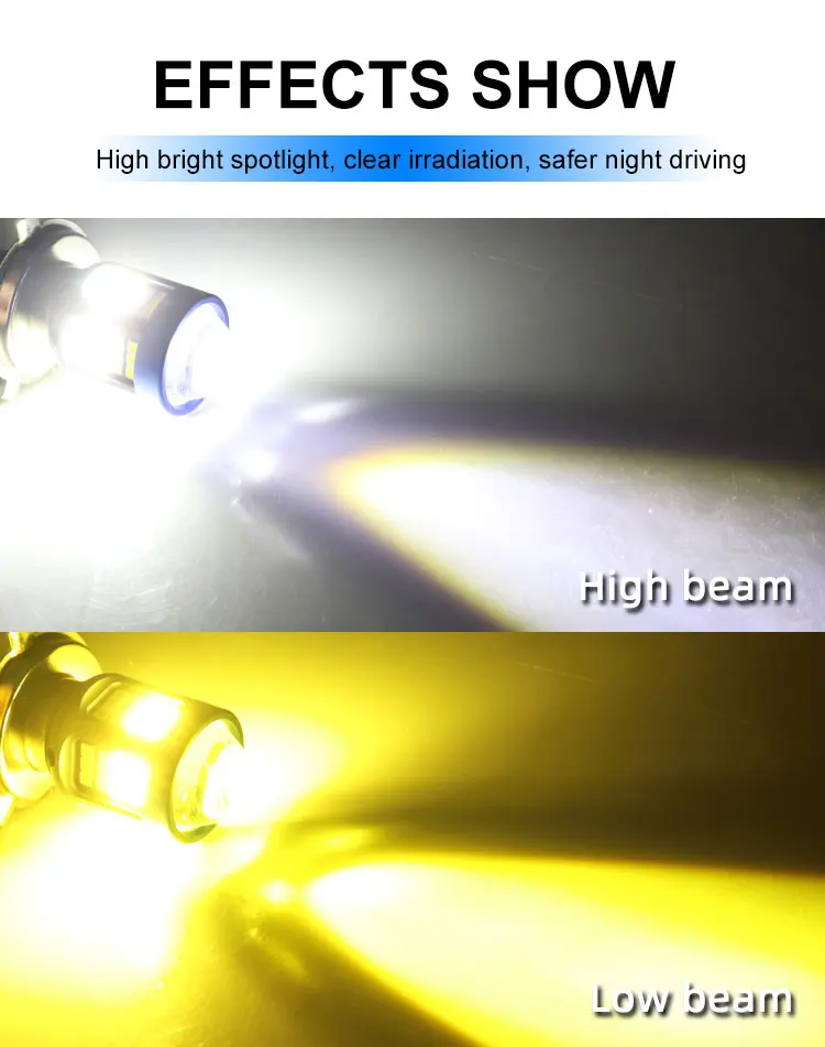 1 Stück H4 BA20D H6 LED Motorrad-Scheinwerfer CSP Zweifarbig Weiß Gelb Fern- und Abblendlicht Nebelscheinwerfer für Motorrad Roller Tagfahrlicht – Detail 8