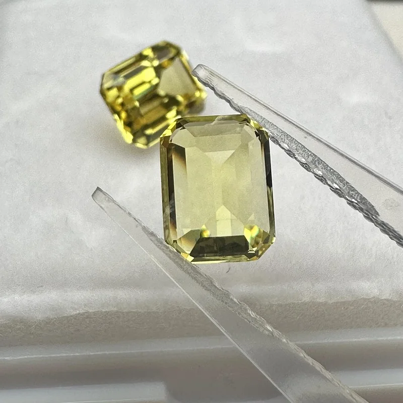 Pirmiana New Yellow Color Lab Sapphire 1-15ct Emerald Cut Loose Gemstone for DIY Jewelry Making