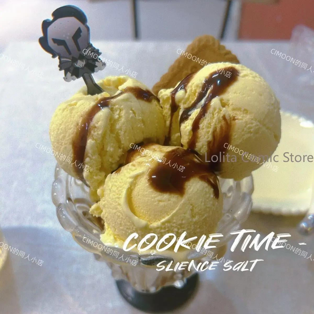 Anime Cookie Run Kingdom Silent Cookie Tranquil Salt Cookie 6cm Figurine en acrylique en forme de X style vitrail, Accessoires de collection