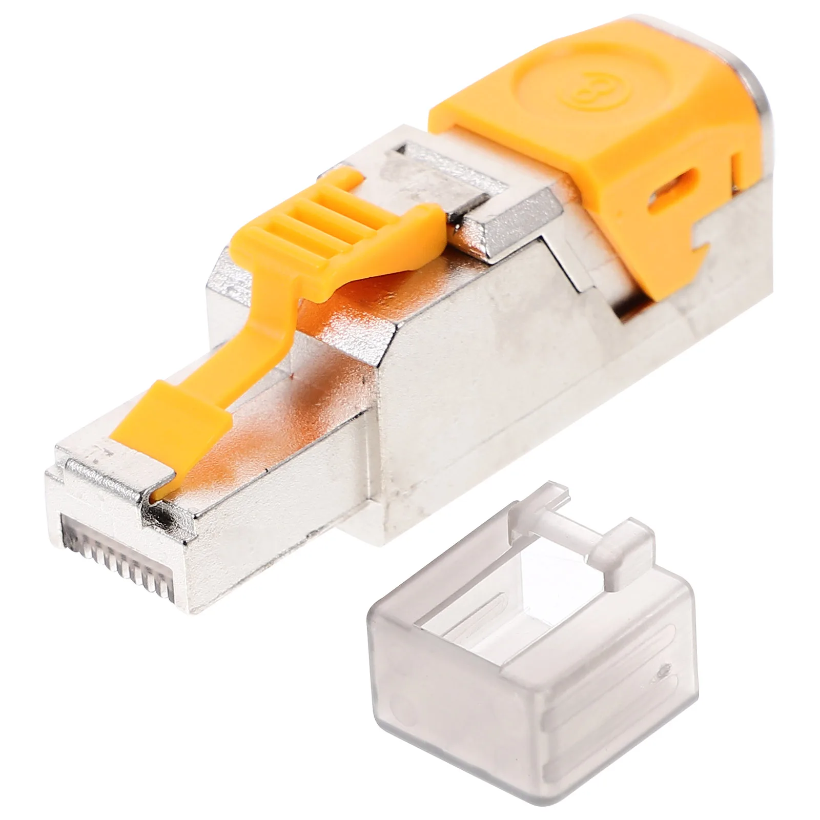 

Shielded Pass Through Modular Plug Cat7 Network Connector 180 Degree Bend Resistant Reinforced Clip Replacement Cable