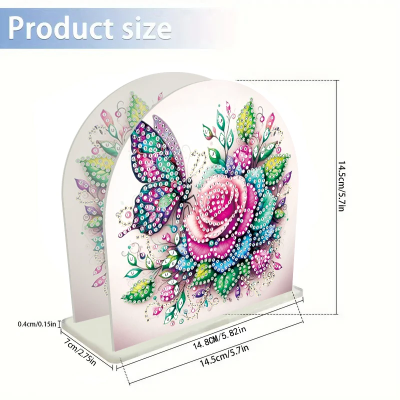 DIY Acrylic Diamond Art Set - Butterfly Flower Pattern | Unique Shaped Diamond Home Decoration | Perfect Choice for Napkin Stand - view 6