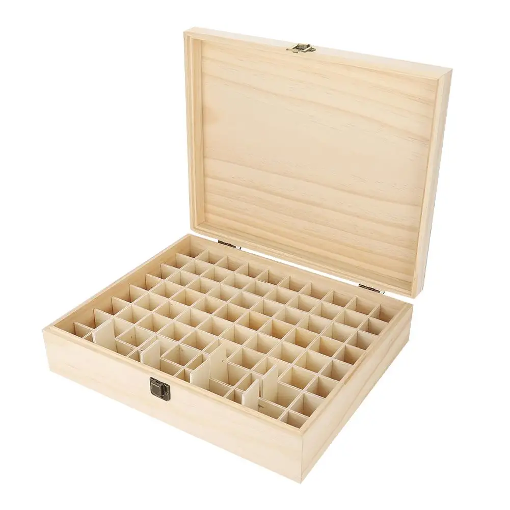 

74 Grids Wooden For essential Oil Carrying Case Jewelry Perfume Aromatherapy Organizer Storage Box