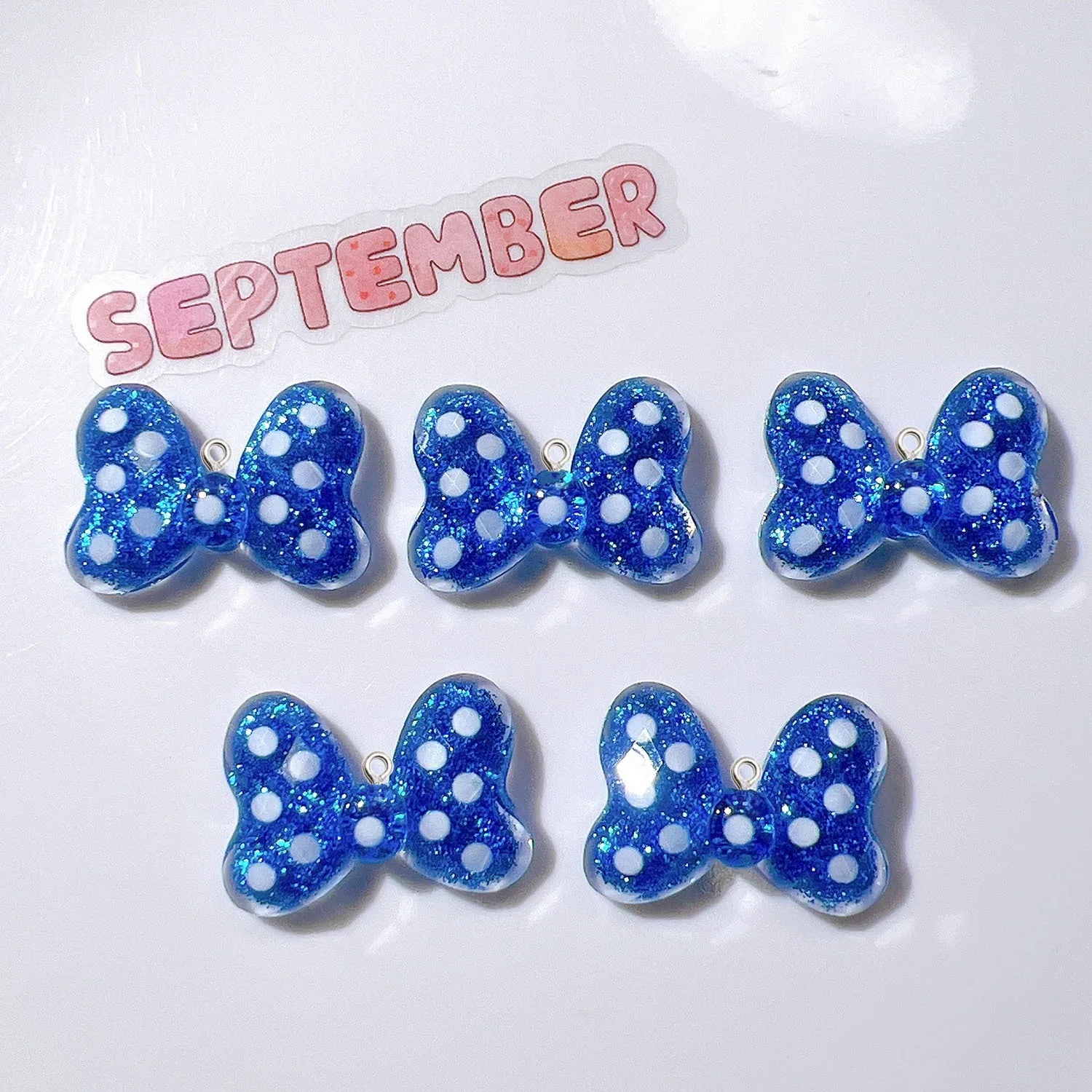 10 قطع الأزياء بريق الأميرة Bowknot الراتنج سحر DIY مجوهرات اكسسوارات أقراط قلادة المفاتيح الحرفية المواد قلادة #4