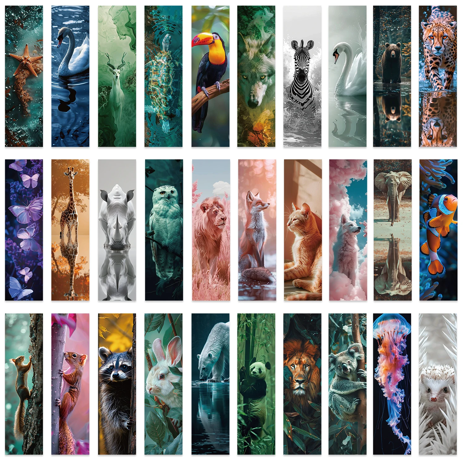 30pcs Wild Animal Bookmarks Student Supplies Gift Message Cards Decorative Reading Page Tags Book Tagging Cards ﻿