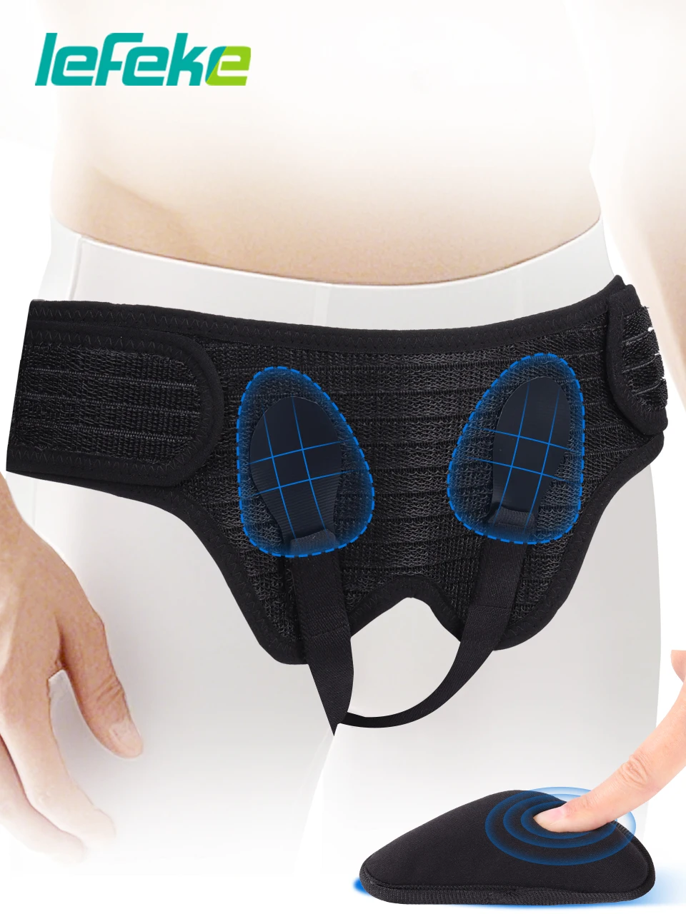 Lefeke Hernia Belt Bilateral Double Inguinal Adjustable Men Women Hernia Support Truss with 2 Removable Compression Pads