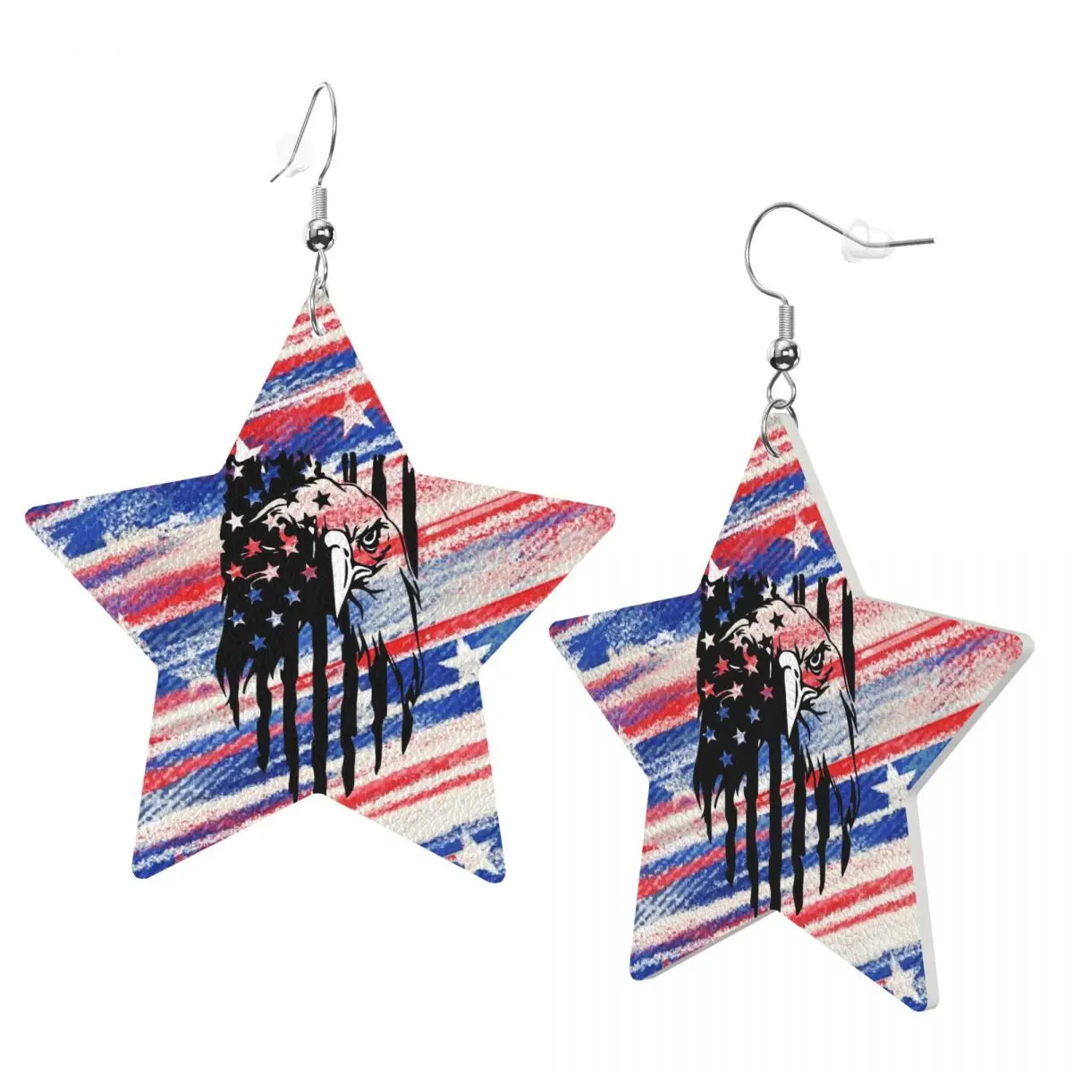 Custom Drop Dangle Earrings Eagle America Flag Leather Teardrop Earrings PVC Leather for Gifts Dainty Jewelry
