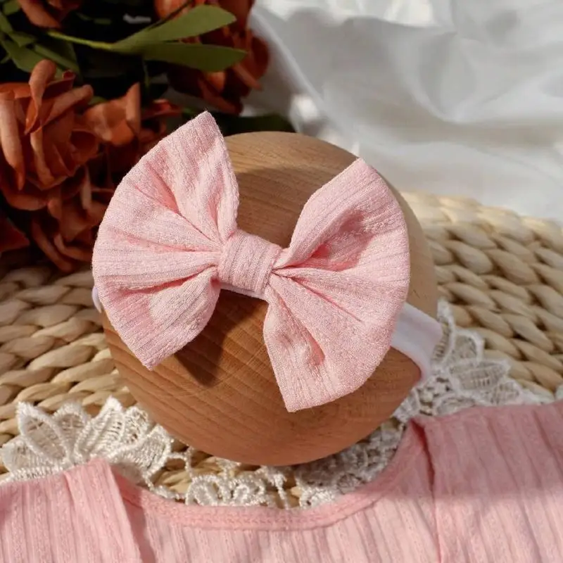 M89C Baby Photography Costume Clothing Bowknot Headband and Romper Outfit Newborns Photography Props Girl Photo Clothes