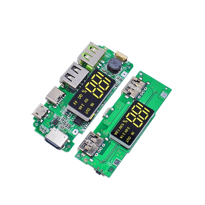 LED Dual USB 5V 2.4A Micro/Type-C USB Mobile Power Bank 18650 Charging Module Lithium Battery Charger Board Circuit Protection