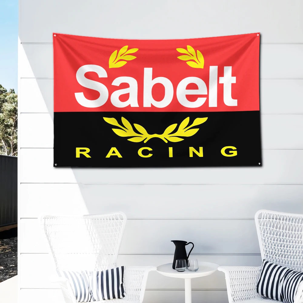 Sabelts Racing Flag Polyester Digital Printing Banner 4 Sizes for Garage Wall Art Out Door Decoration With Brass Grommets