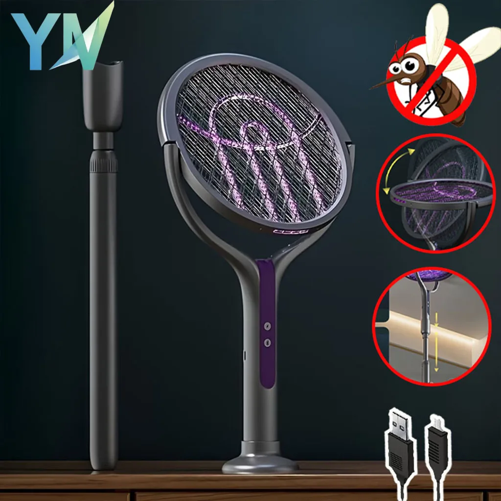 Telescopic Mosquito Swatter with USB Charging Bug Zapper Racket Indoor Mosquito Killer Lamp Rechargeable Electric Fly Swatter