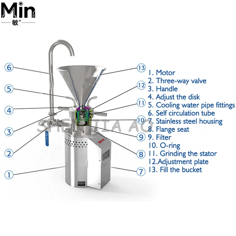 1.5KW JML 65 Colloid Mill Coating Grinding Machine Peanut Butter Sesame Soybean Grinding Machine Commercial Nut Butter Maker