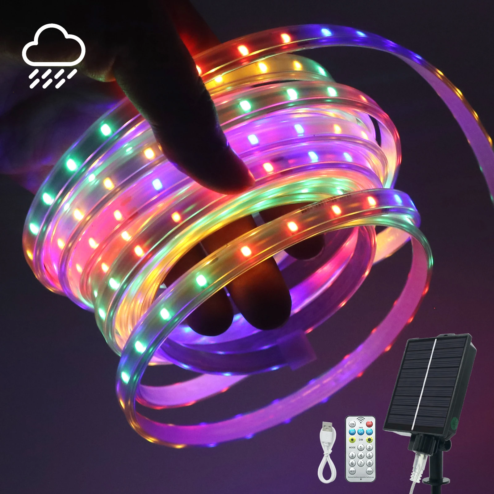 

5V Solar LED Light Strip Waterproof 320LEDs with Remote Control Flexible Ribbon Lamp 3M 5M 10M 20M 30M High Density Garden Decor