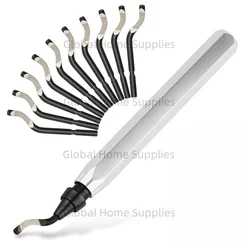 Deburring Tool with 10 Extra High Speed Steel Swivel Blades Works on Metal Resin PVC Pipes Copper Plastic and 3D Printed Edge