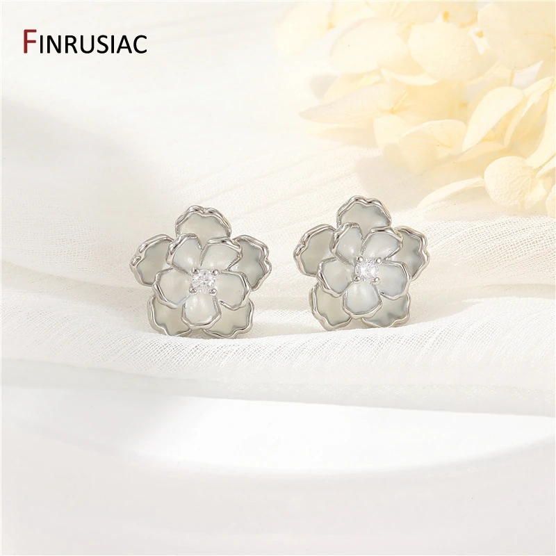 14K Gold Plated Brass Zircon Bowknot Stud Earrings Posts With Loop For Jewelry Making Accessories Women Earring Findings