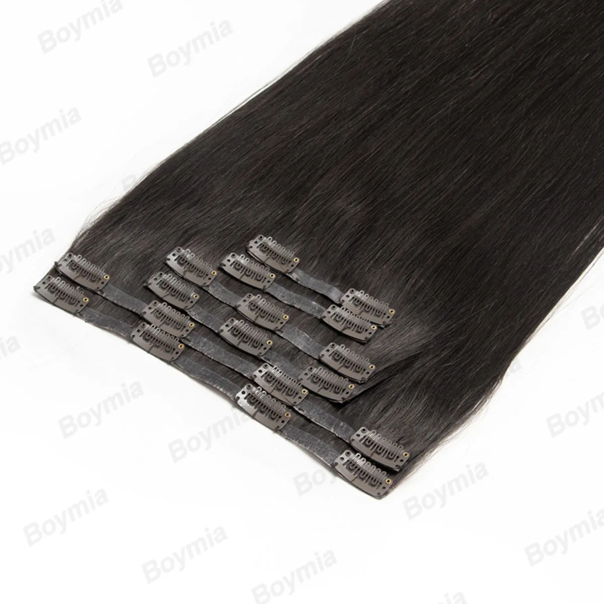 بو سلس كليب في شعر مستعار بشري جلد مسطح لحمة كليب في ملحقات آلة ريمي الطبيعية 6 قطعة 12-24 بوصة 120 جرام كليب Ins #2