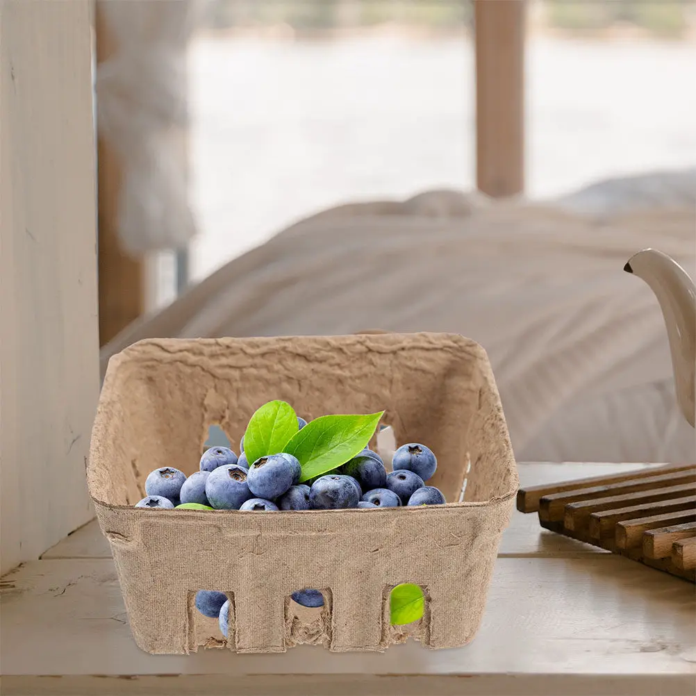 Paper Berry Baskets 25 Pack Lightweight Corrugated Fruit Trays for Storage Serving and Farmers Market