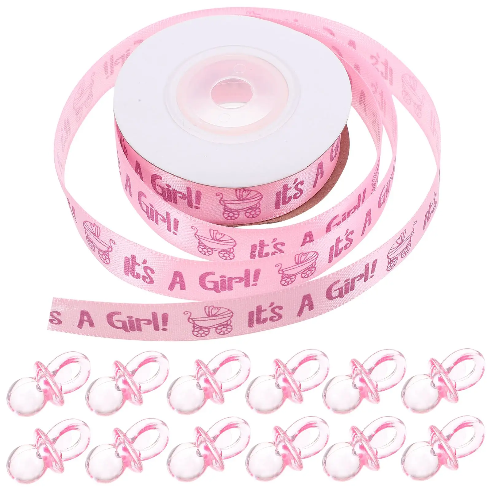 

100pcs Gender Reveal Decorations Mini Pacifier Pendants Baby Mini Pacifiers Ornaments with Ribbon Mini Pacifiers with