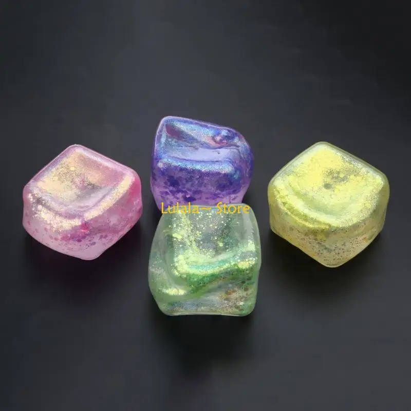 Y4QA 4 Pcs Stress Toy Simulation Clear Tofu Squeeze Photostudio Props