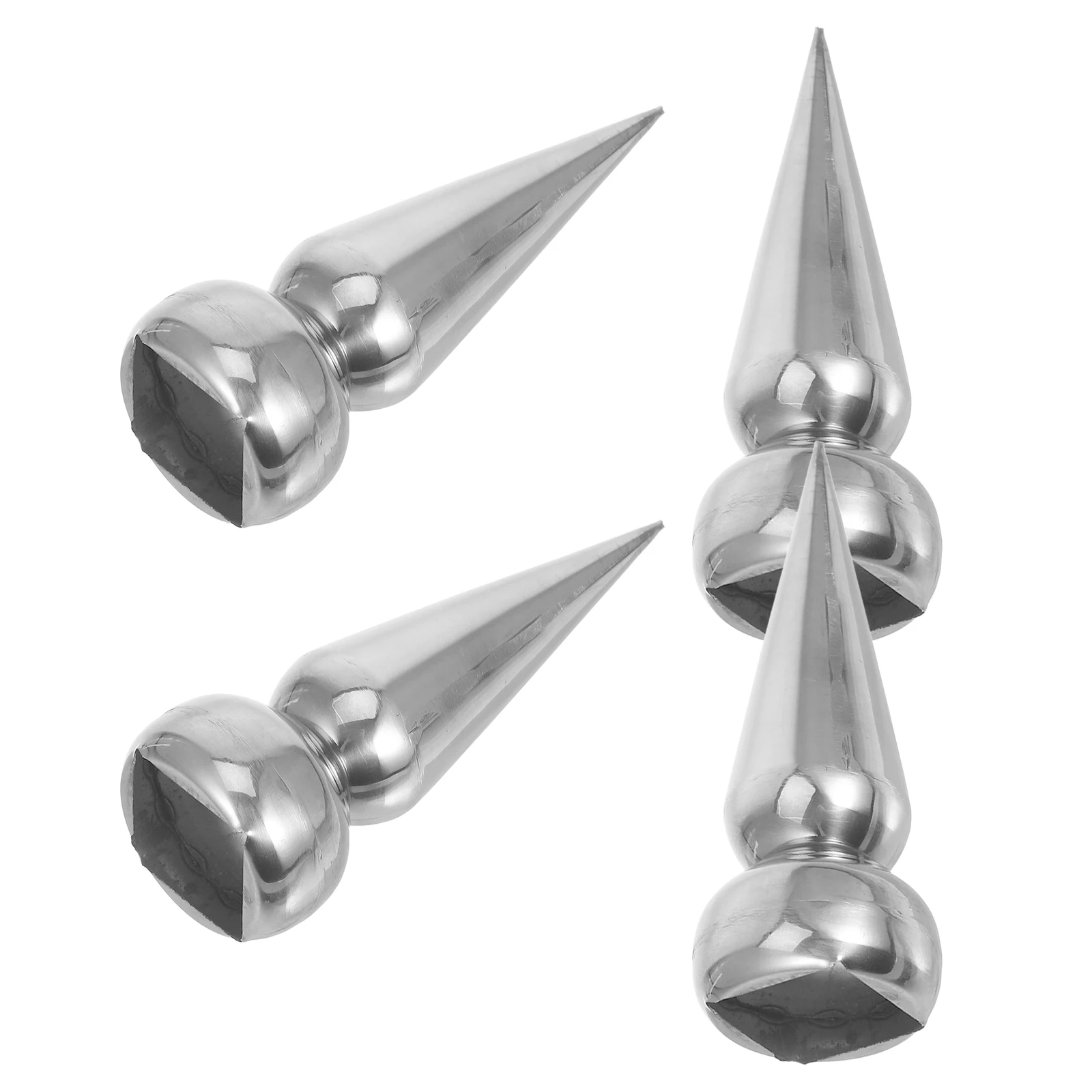 

4 Pcs with Seat Stainless Steel Conical Gun Head Finial Tops for Iron Picket Fence
