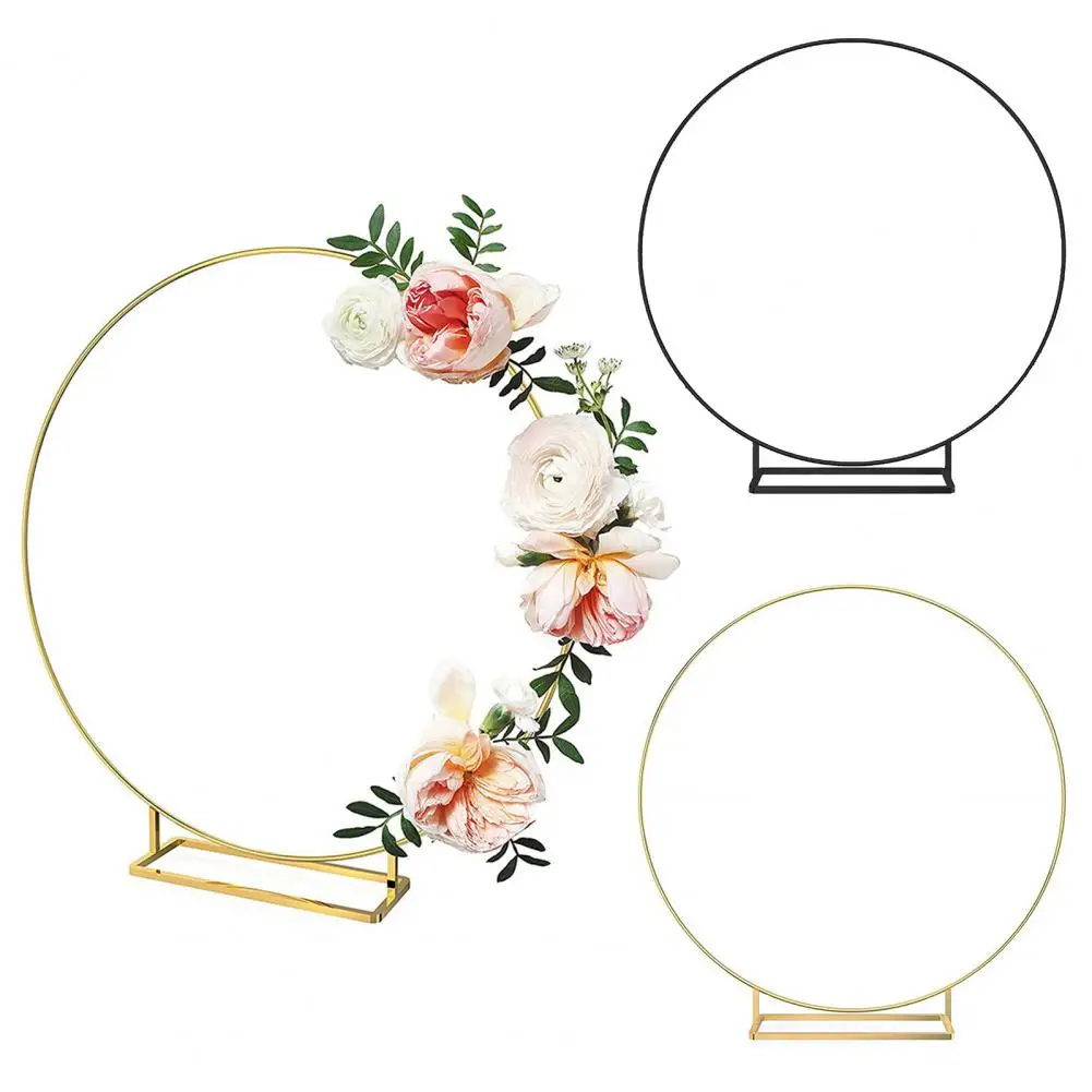 Floral Hoop With Square Stand Golden Sturdy Round Frame Wreath Holder Ins Style Wreath Ring Table For Centerpiece Wedding Decor