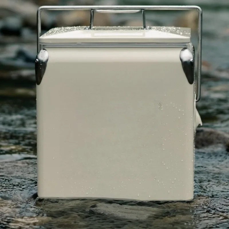 13L Metal Insulated Cooler Box Steak Gift Ice Bucket Portable Car Camping Hotel Commercial Ice Chest