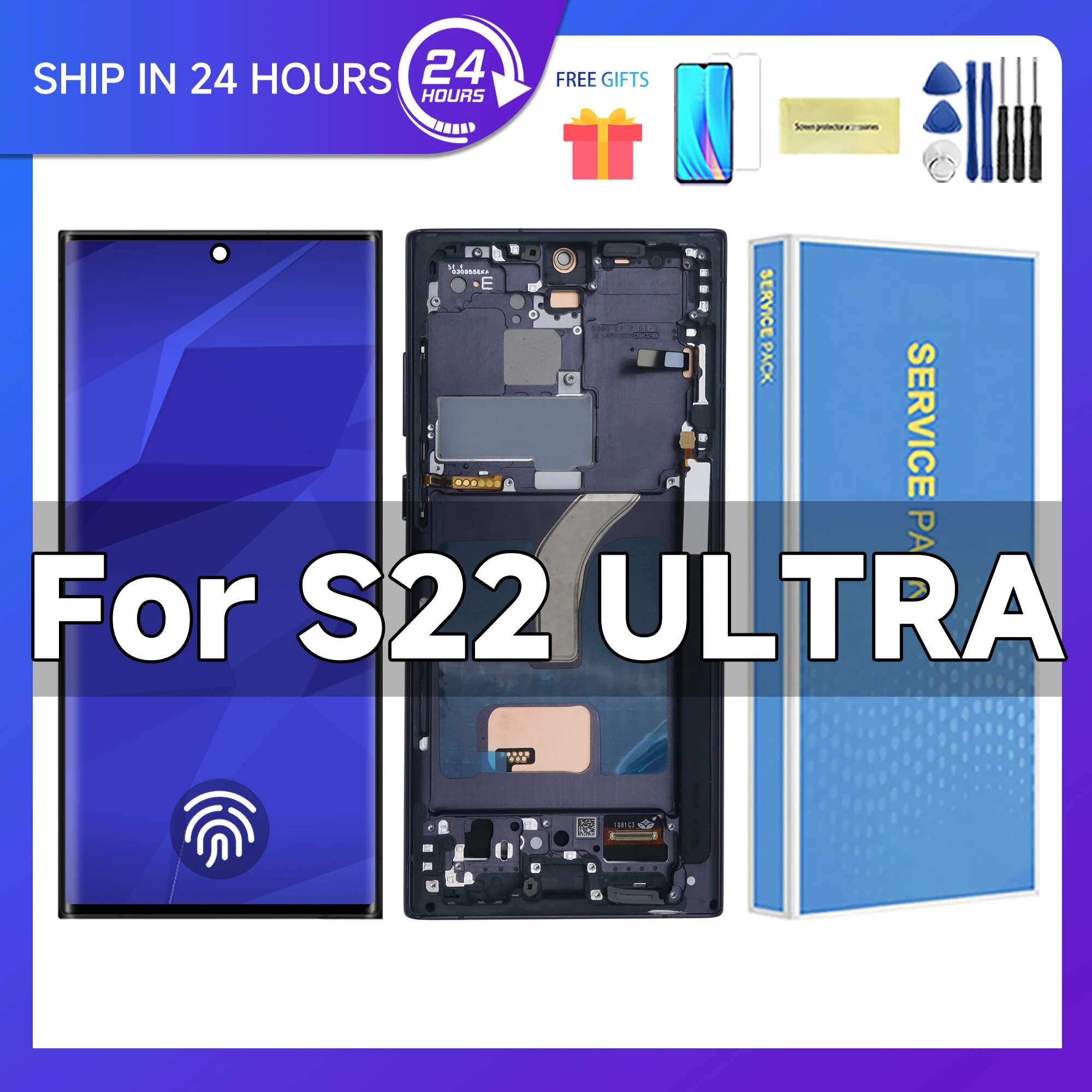 S22 Ultra For Samsung 6.8\'\'For S908 S908B S908U S908W S908E LCD Display Touch Screen Digitizer Assembly Replacement