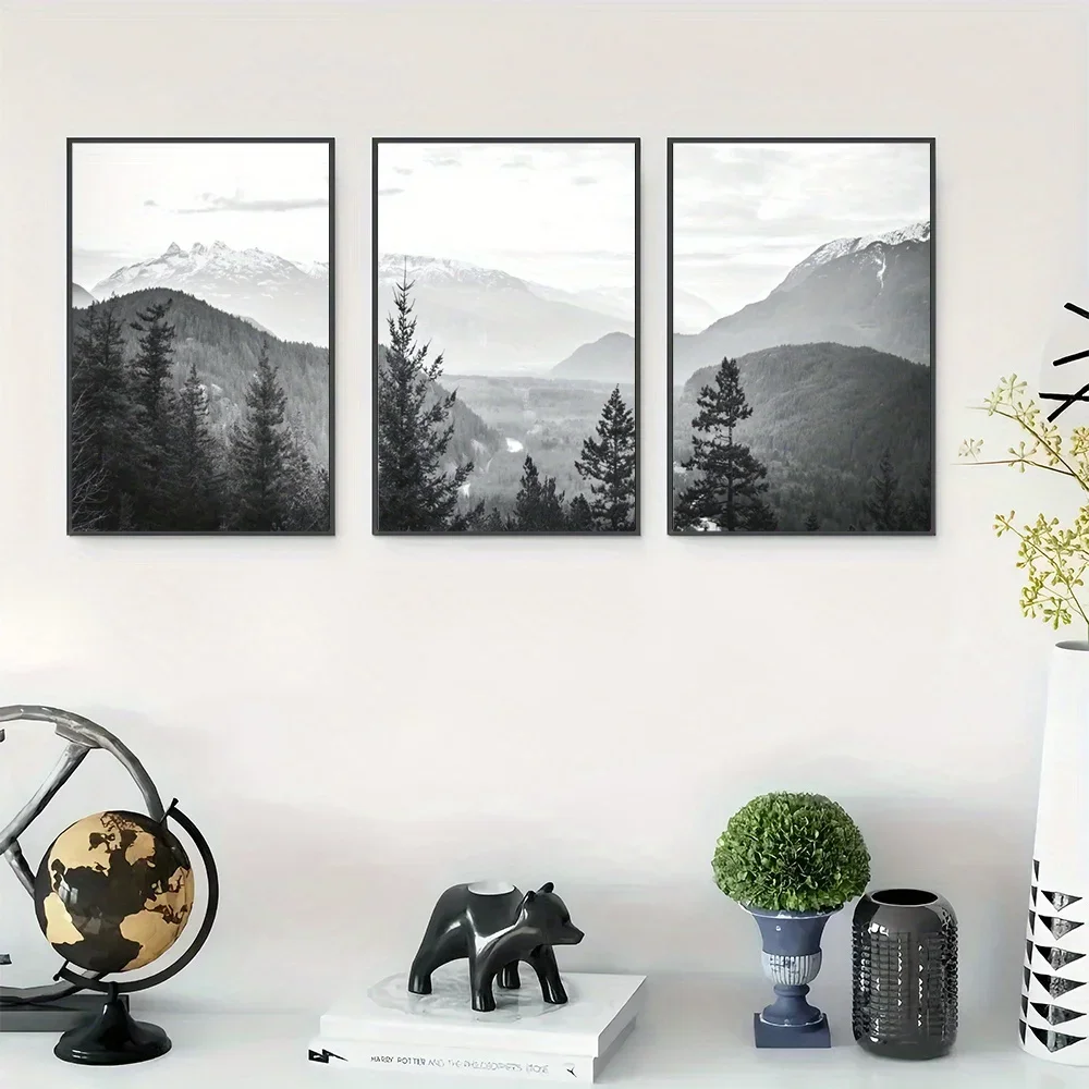 3pcs Unframed Peak Wall Art, Forest Wall Decor, Snow Scene Canvas Prints, Modern Home Decor, Natural Artwork Wall Posters Wal