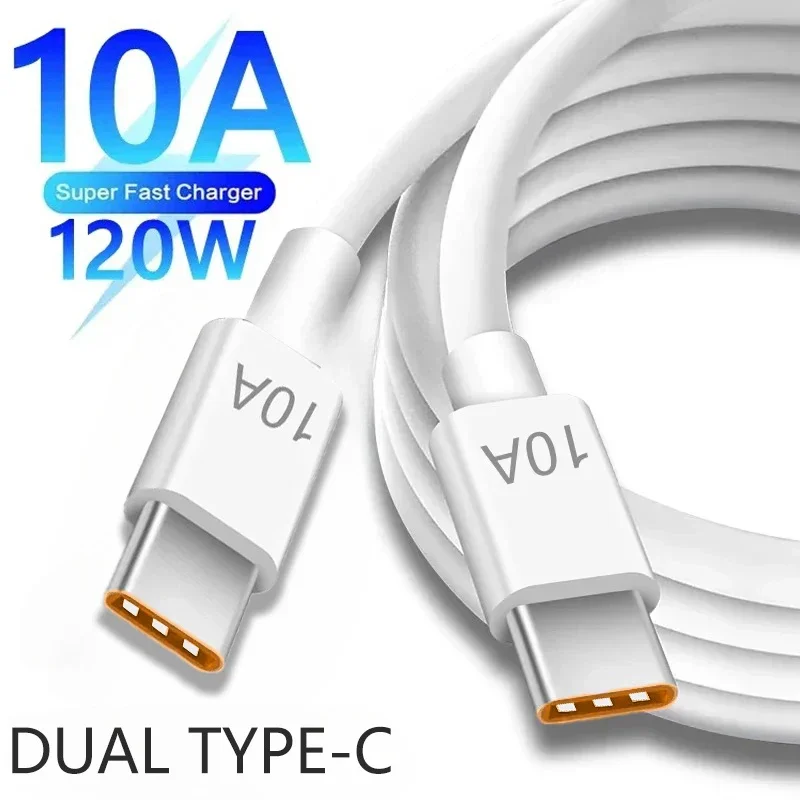 Universal 10A Fast Charger PD Dual USB C To Type C 120W Quick Charging Cable For iPhone 15 16 Mi Quick Data Transfer Wire Cord