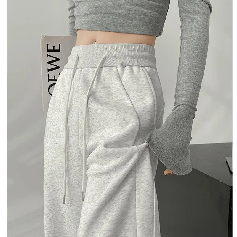 Pantalones de chándal cómodos de cintura alta para niñas, pantalones de pierna recta clásicos a la moda para mujeres, pantalones largos informales sólidos para mujeres