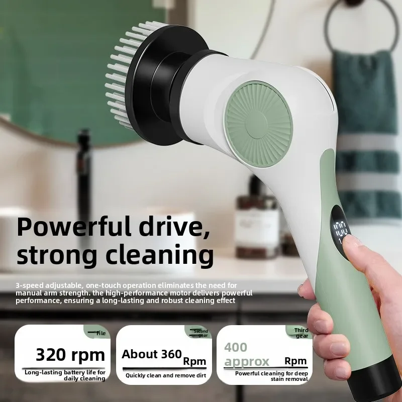 10‑in‑One Electric Rotating Gap Scrubber Multifunctional Cleaning Brush Telescopic Handle for Household Home Cleaning Supplies
