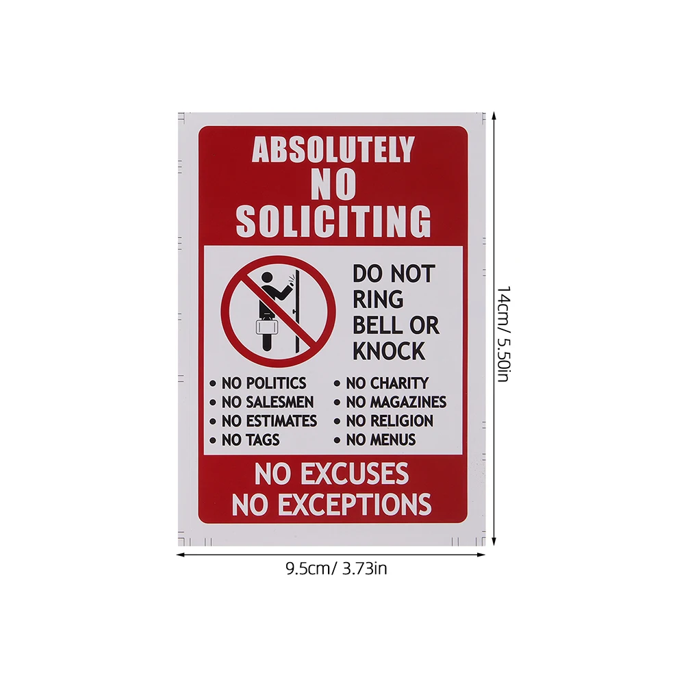 4pcs Sticker PVC Waterproof Self-adhesive Doorbell Sign No Soliciting Decals No Entry Decals Traffic Safety