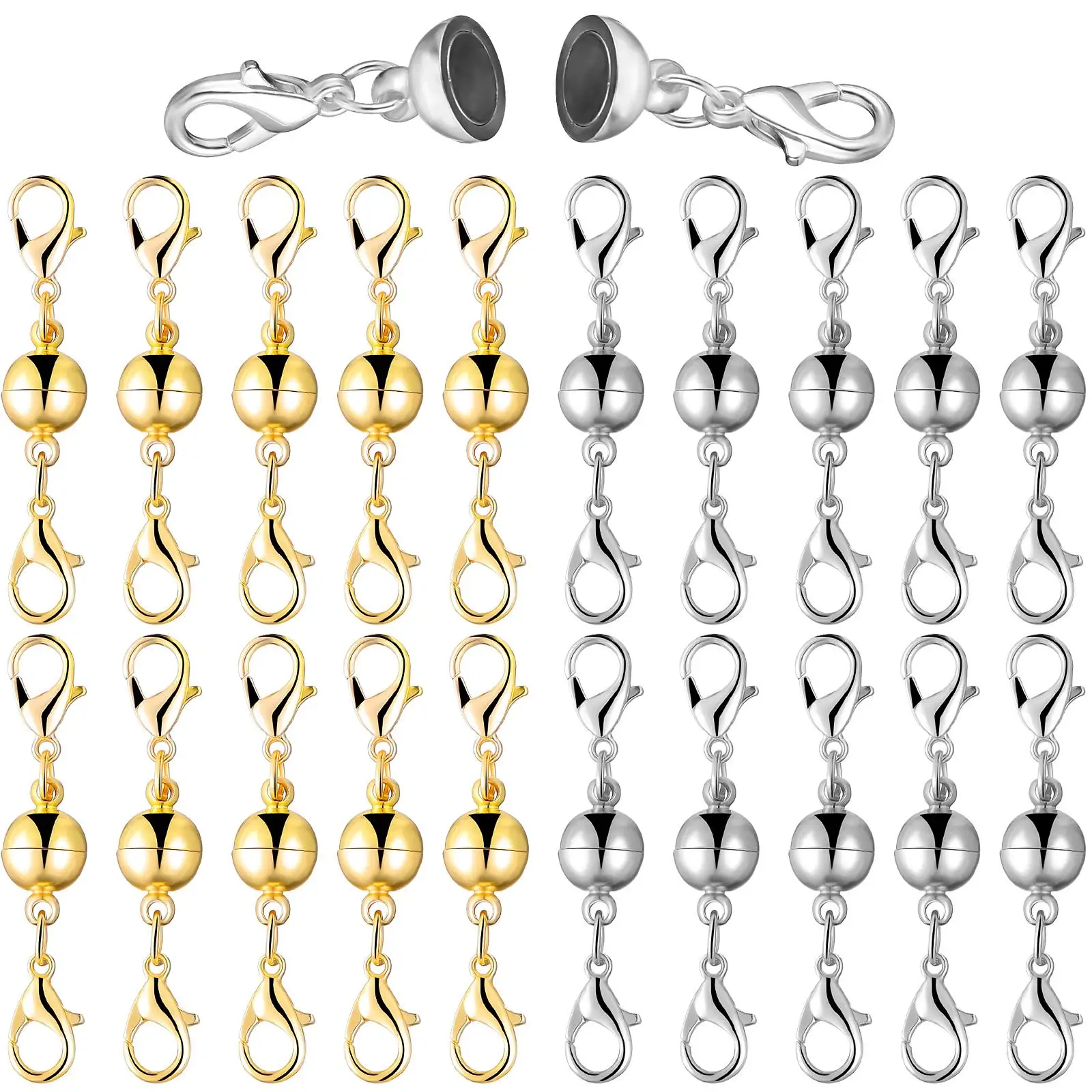 

20 Pcs Copper Round Connection Buckle Rings Magnetic Locking Converters for Bracelets Necklace Clasps Easy Install Jewelry