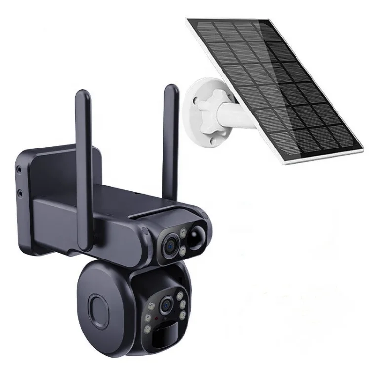 

Wireless 4MP Solar Dual Camera 4G 360 WIFI Solar Powered Surveillance Camera With Sim Card Slot